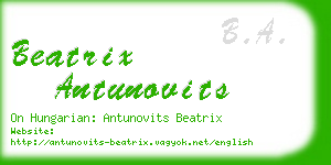 beatrix antunovits business card